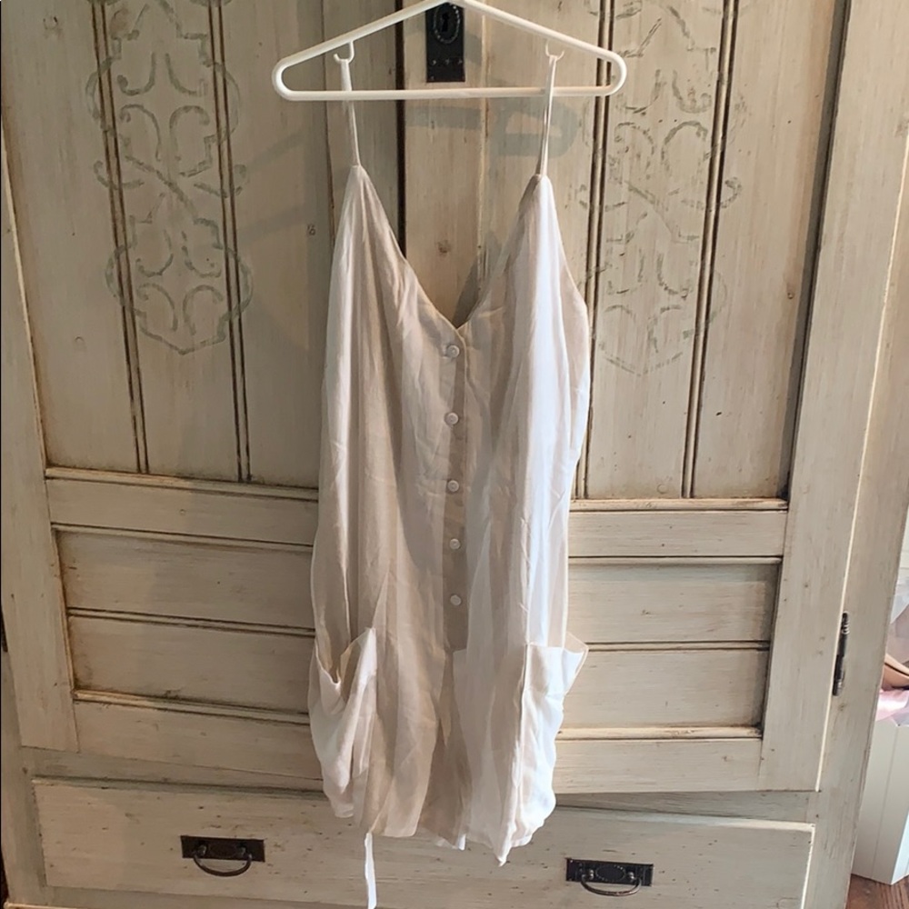 Raised By Wild Elk Playsuit 10 White/Nude Belted